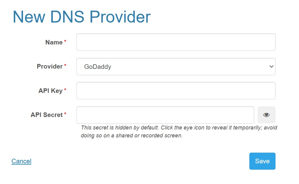 配置 GoDaddy DNS 服务商