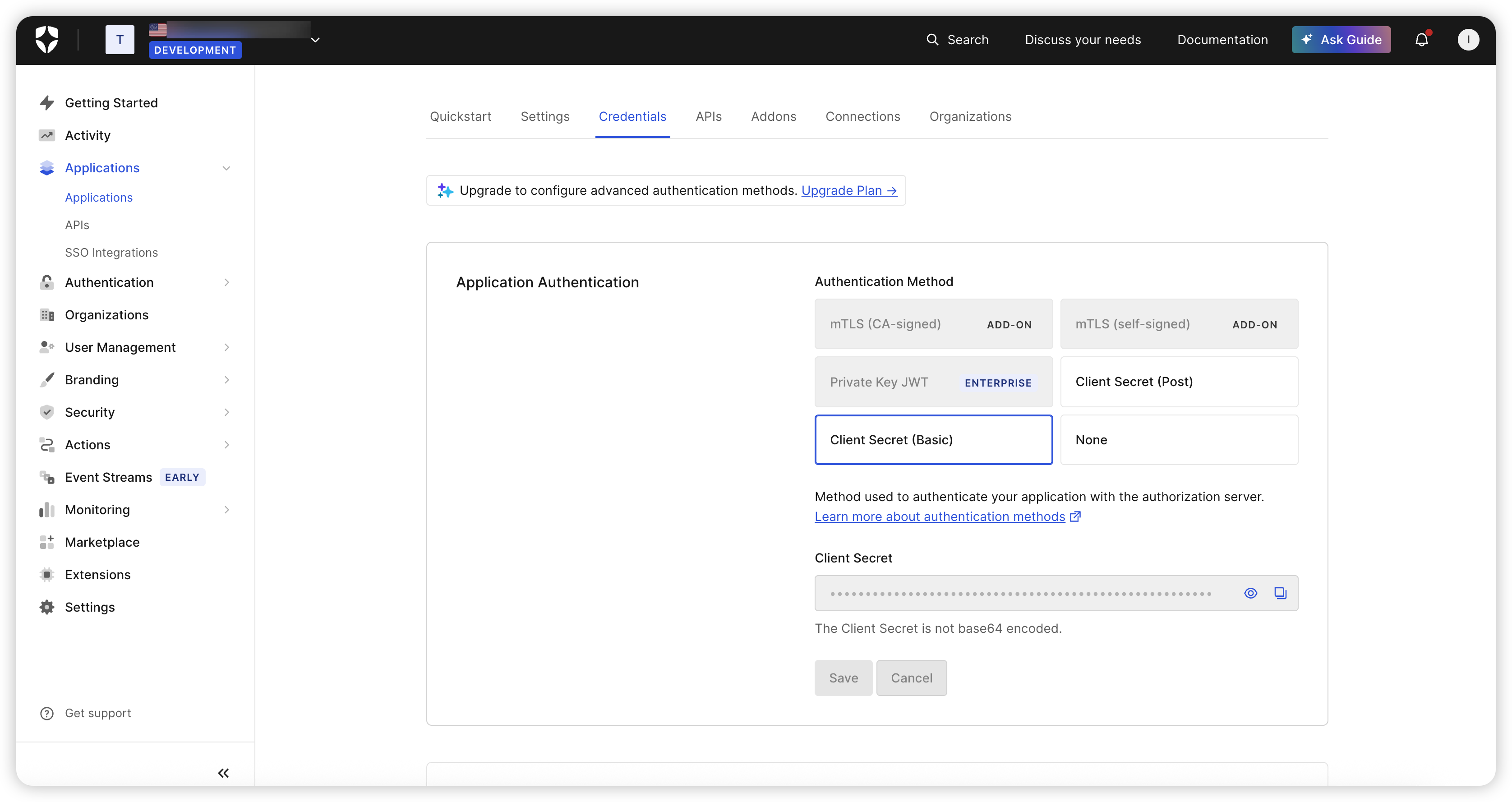 Auth0 Credentials Configuration