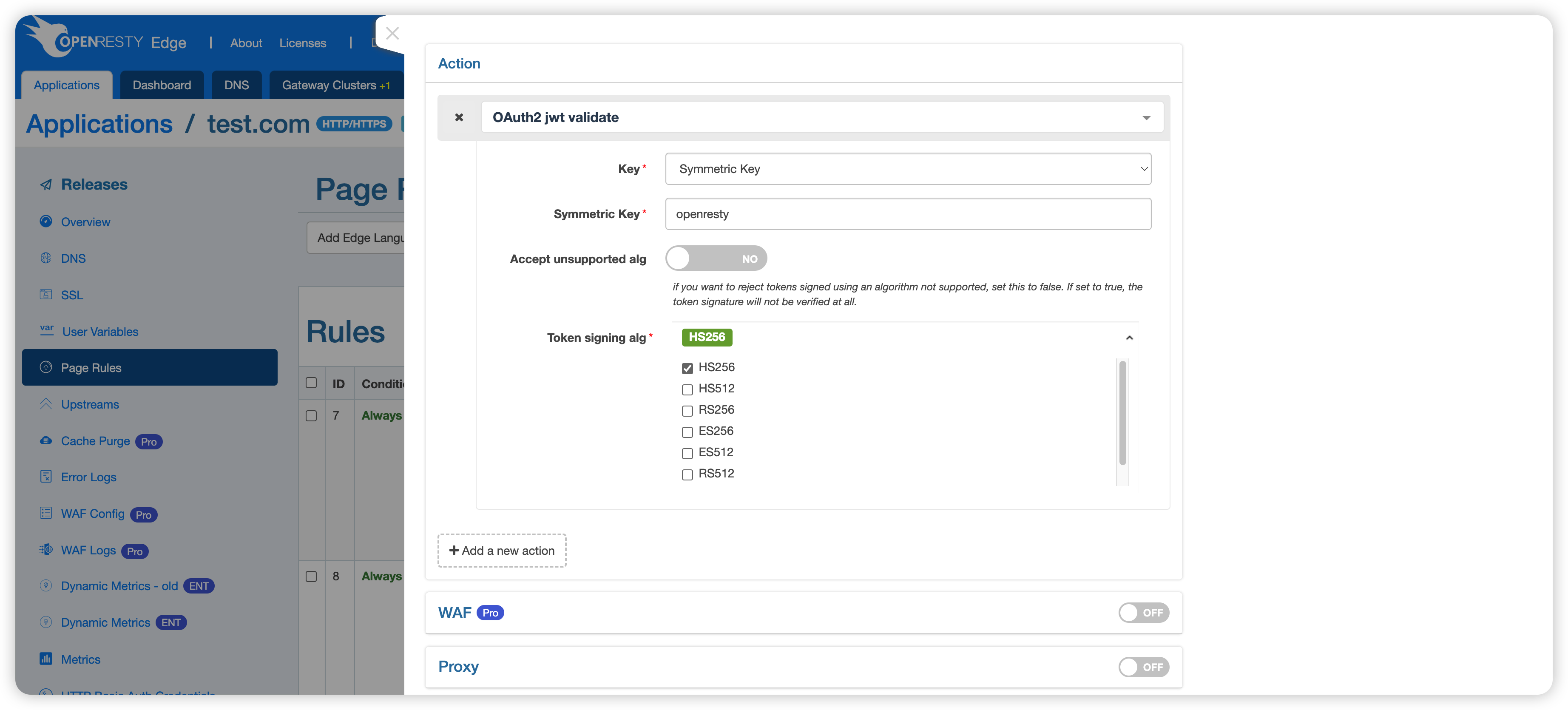 OAuth2 JWT Authentication Settings Interface